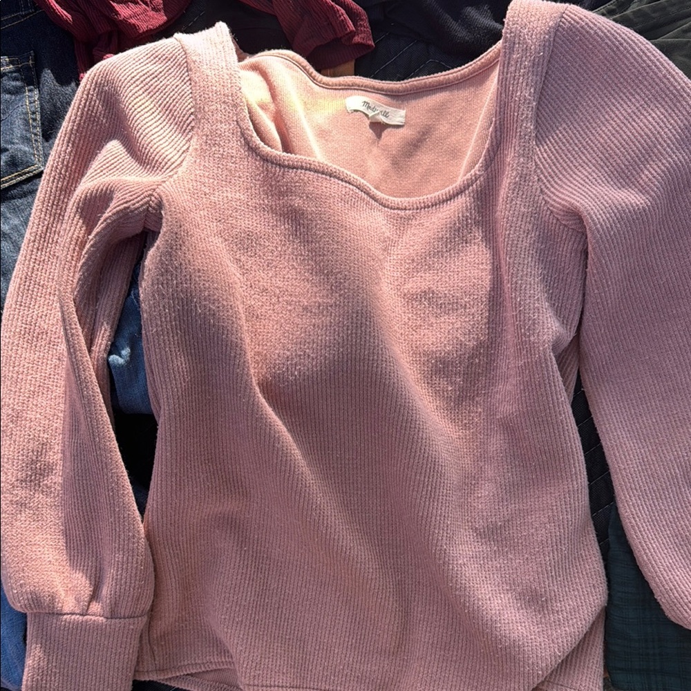 Madewell Pink Crew Neck Sweater Soft Knit Long Sleeves
